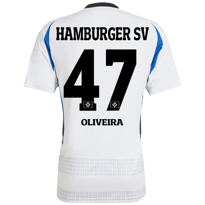 Hombre Camiseta Nicolas Oliveira #47 Blanco Azul 1ª Equipación 2024/25 La Camisa Argentina