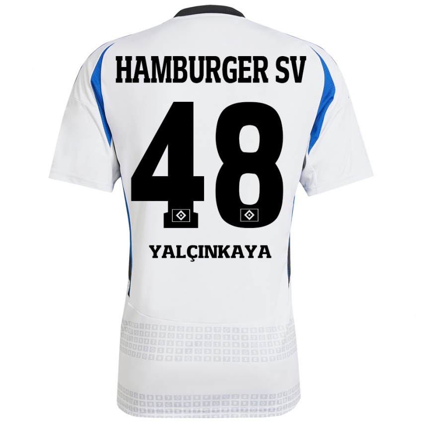 Hombre Camiseta Bilal Yalcinkaya #48 Blanco Azul 1ª Equipación 2024/25 La Camisa Argentina