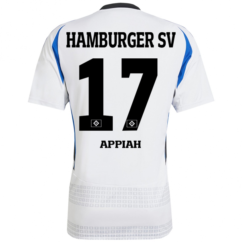 Hombre Camiseta Emmanuel Appiah #17 Blanco Azul 1ª Equipación 2024/25 La Camisa Argentina