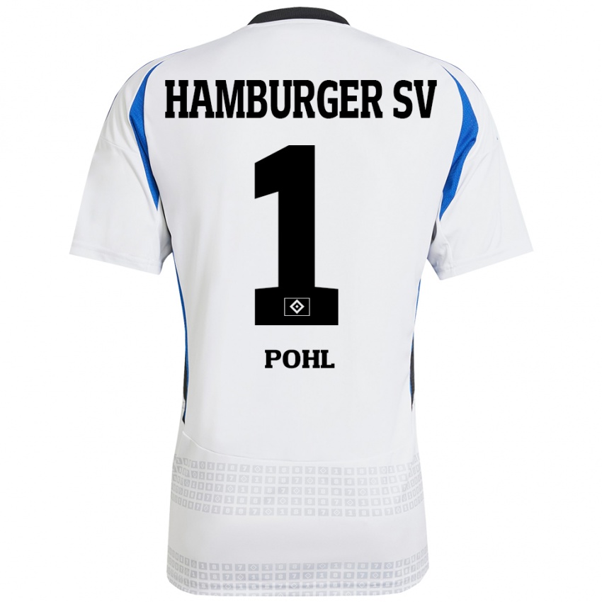 Hombre Camiseta Christina Pohl #1 Blanco Azul 1ª Equipación 2024/25 La Camisa Argentina