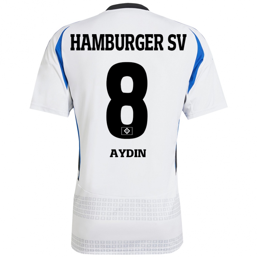 Hombre Camiseta Songül Aydin #8 Blanco Azul 1ª Equipación 2024/25 La Camisa Argentina