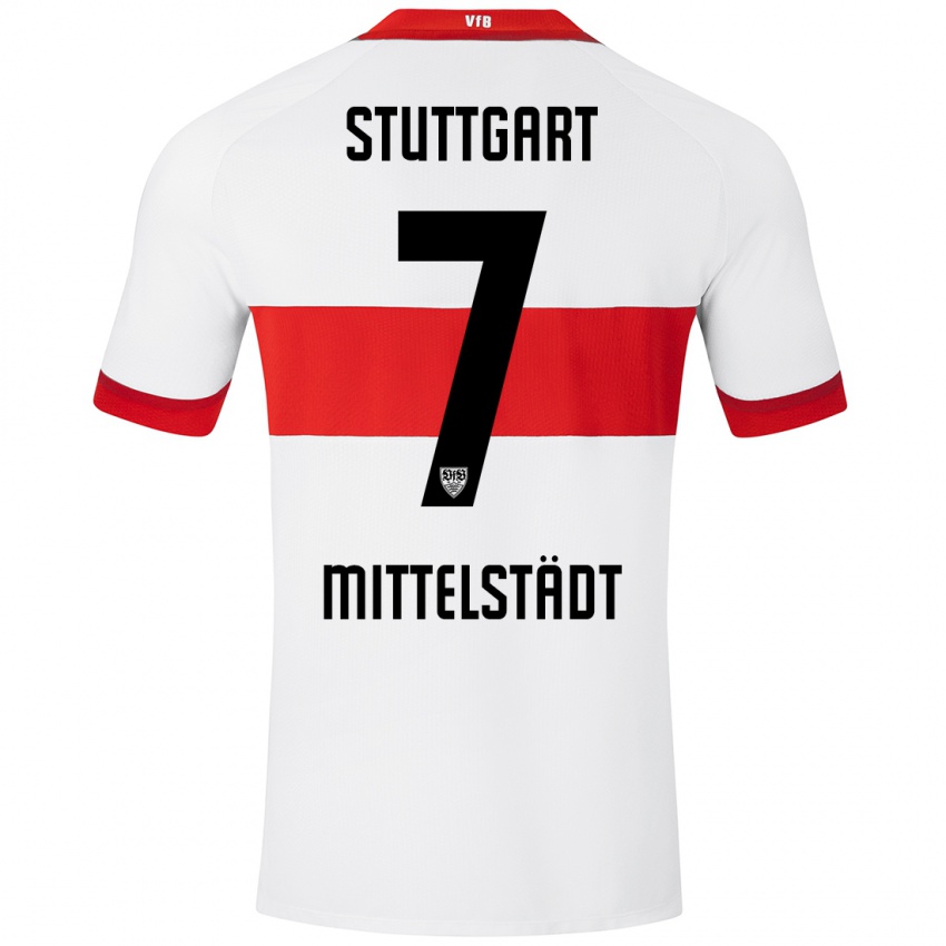 Hombre Camiseta Maximilian Mittelstädt #7 Blanco Rojo 1ª Equipación 2024/25 La Camisa Argentina