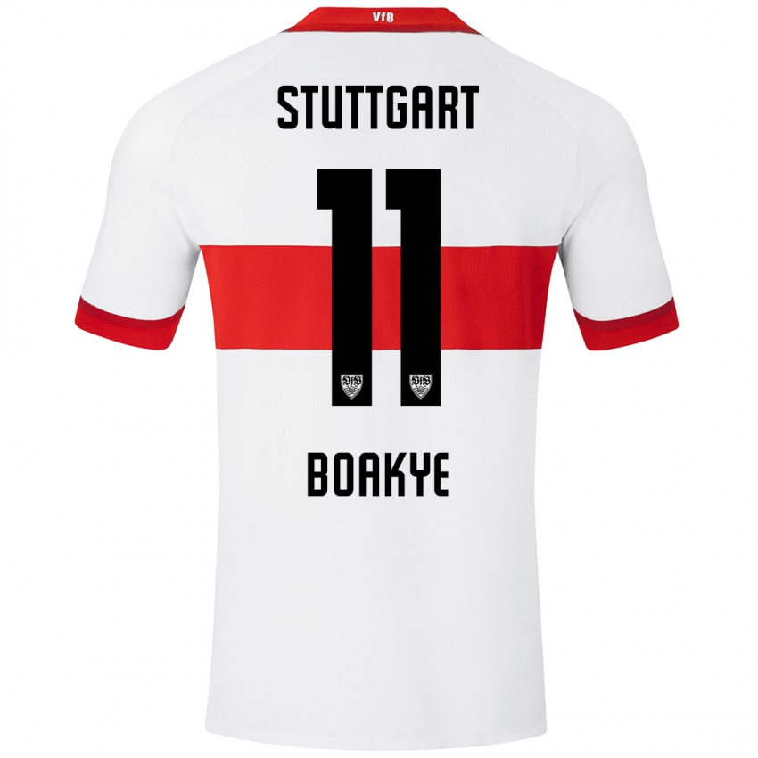 Hombre Camiseta Benjamin Boakye #11 Blanco Rojo 1ª Equipación 2024/25 La Camisa Argentina