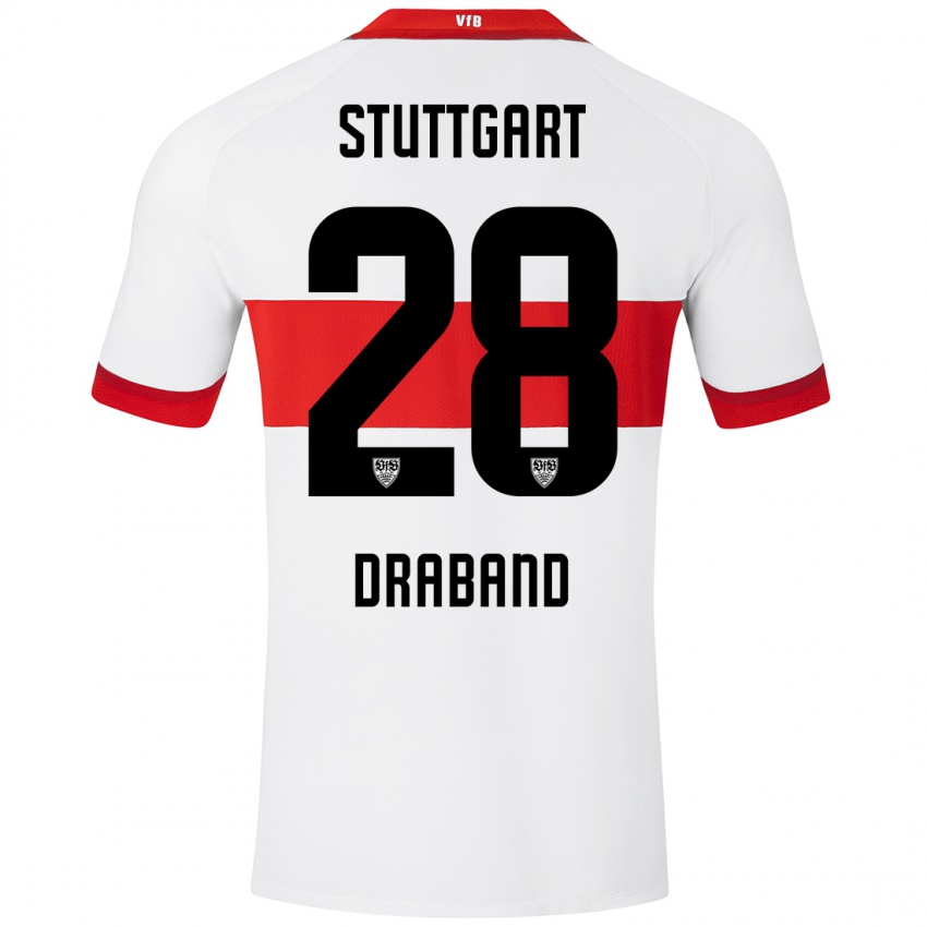 Hombre Camiseta Dominik Draband #28 Blanco Rojo 1ª Equipación 2024/25 La Camisa Argentina