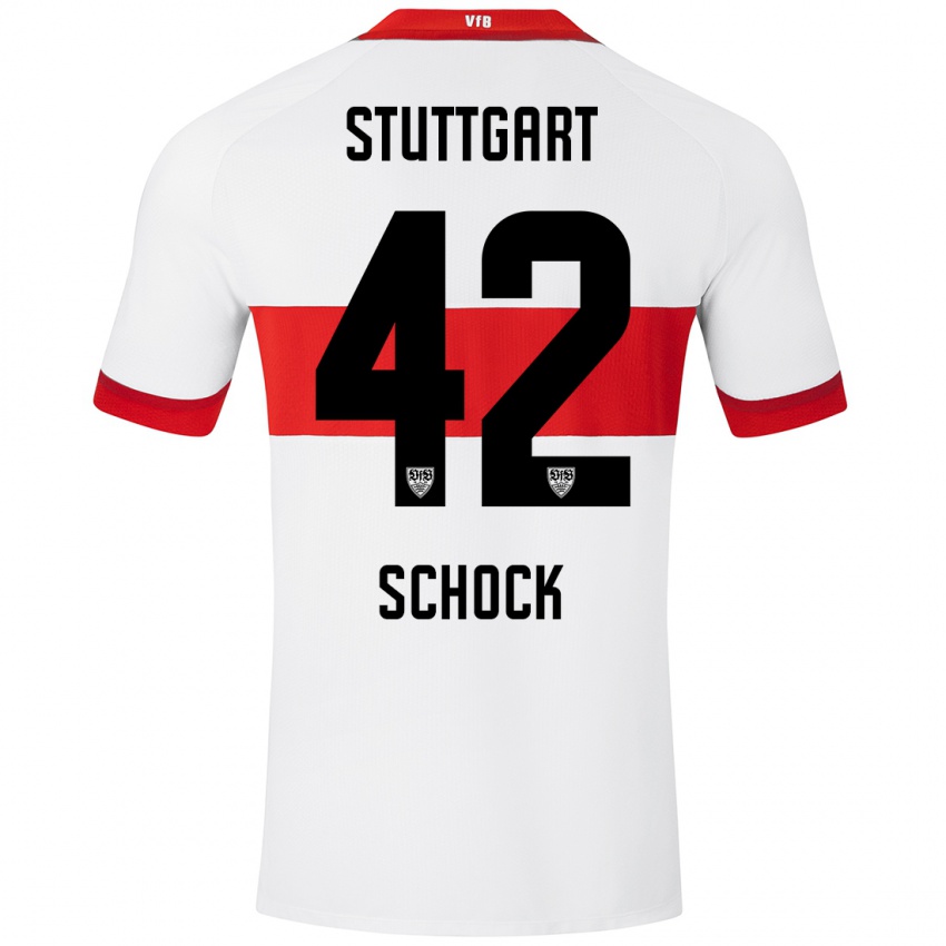 Hombre Camiseta Florian Schock #42 Blanco Rojo 1ª Equipación 2024/25 La Camisa Argentina