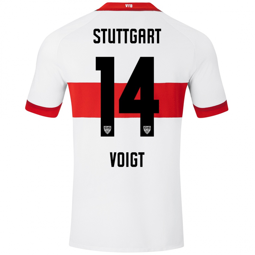 Hombre Camiseta Max Voigt #14 Blanco Rojo 1ª Equipación 2024/25 La Camisa Argentina