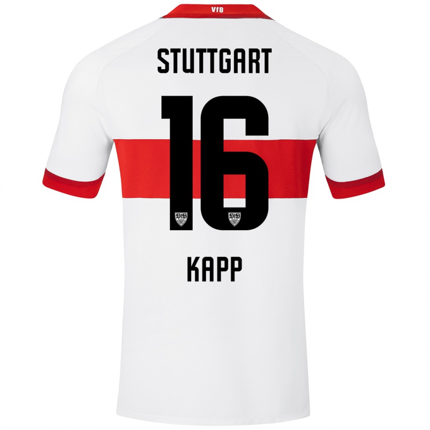 Hombre Camiseta Patrick Kapp #16 Blanco Rojo 1ª Equipación 2024/25 La Camisa Argentina