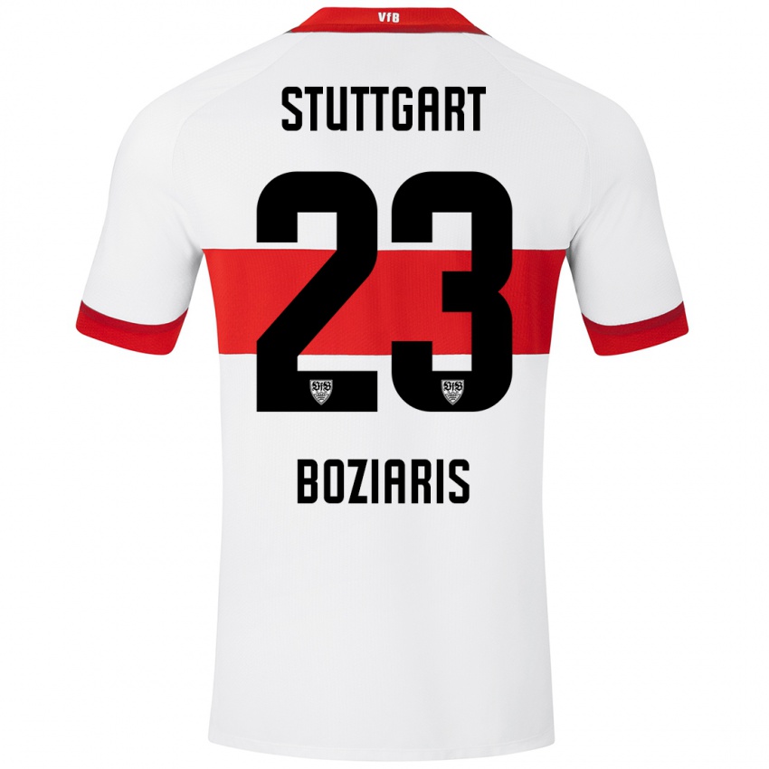 Hombre Camiseta Giannis Boziaris #23 Blanco Rojo 1ª Equipación 2024/25 La Camisa Argentina