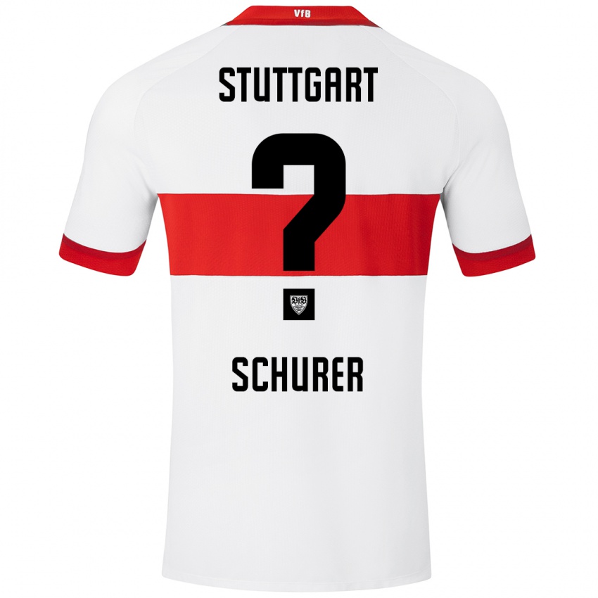 Hombre Camiseta Leon Schürer #0 Blanco Rojo 1ª Equipación 2024/25 La Camisa Argentina