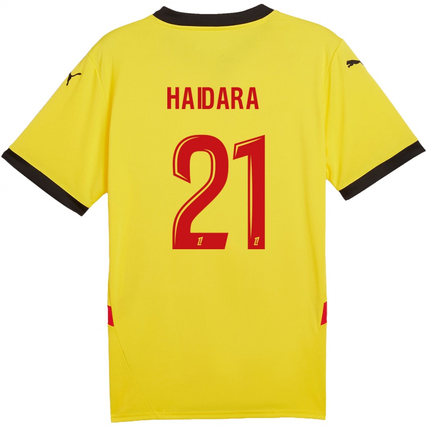 Hombre Camiseta Massadio Haidara #21 Amarillo Rojo 1ª Equipación 2024/25 La Camisa Argentina