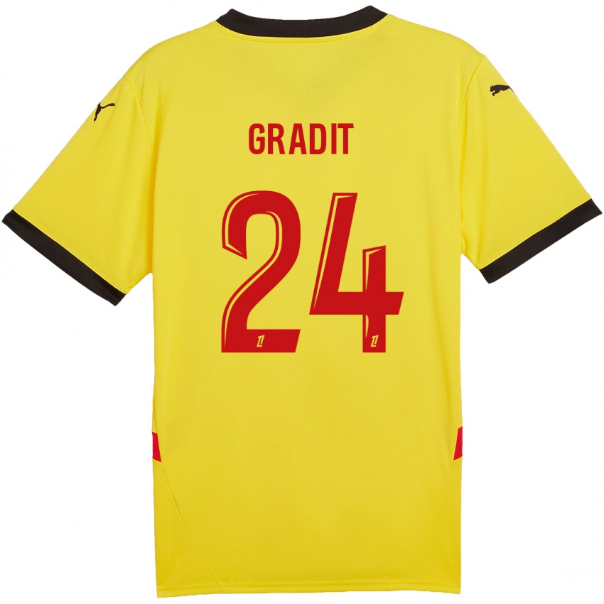 Hombre Camiseta Jonathan Gradit #24 Amarillo Rojo 1ª Equipación 2024/25 La Camisa Argentina