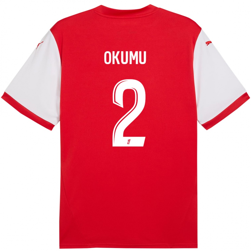 Hombre Camiseta Joseph Okumu #2 Rojo Blanco 1ª Equipación 2024/25 La Camisa Argentina