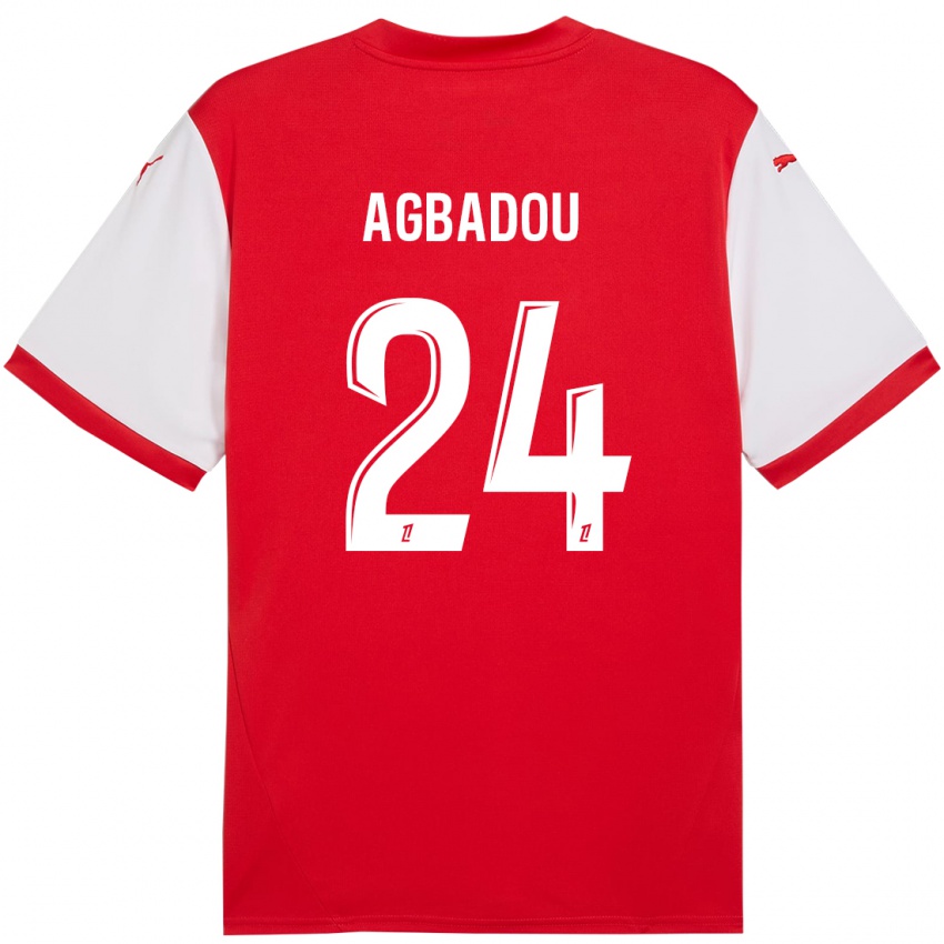 Hombre Camiseta Emmanuel Agbadou #24 Rojo Blanco 1ª Equipación 2024/25 La Camisa Argentina