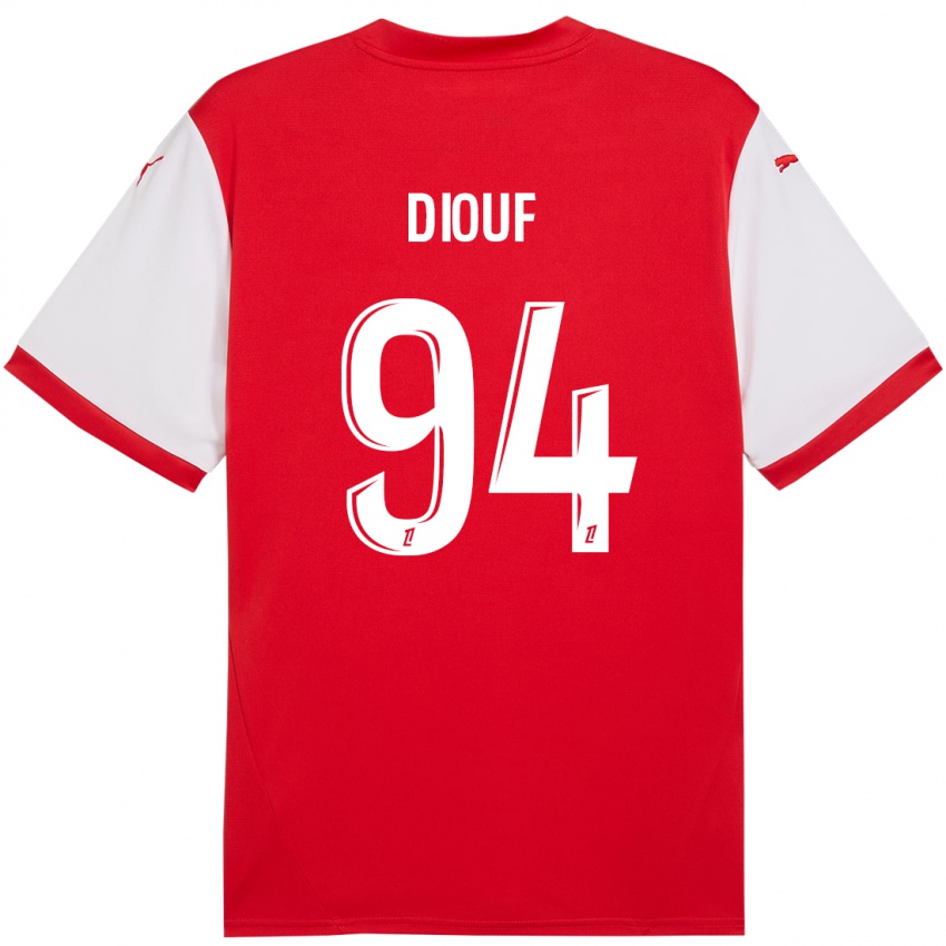 Hombre Camiseta Yehvann Diouf #94 Rojo Blanco 1ª Equipación 2024/25 La Camisa Argentina