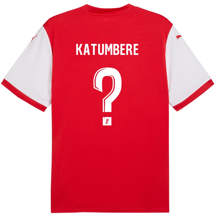 Hombre Camiseta Noah Katumbere #0 Rojo Blanco 1ª Equipación 2024/25 La Camisa Argentina