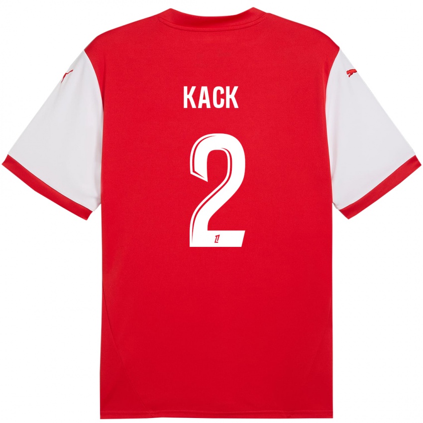 Hombre Camiseta Mathilde Kack #2 Rojo Blanco 1ª Equipación 2024/25 La Camisa Argentina