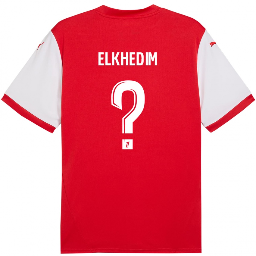 Hombre Camiseta Abdenoor Elkhedim #0 Rojo Blanco 1ª Equipación 2024/25 La Camisa Argentina