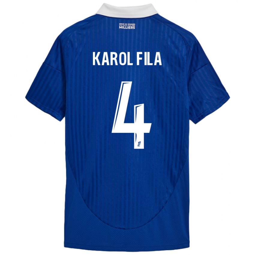 Hombre Camiseta Karol Fila #4 Azul Blanco 1ª Equipación 2024/25 La Camisa Argentina