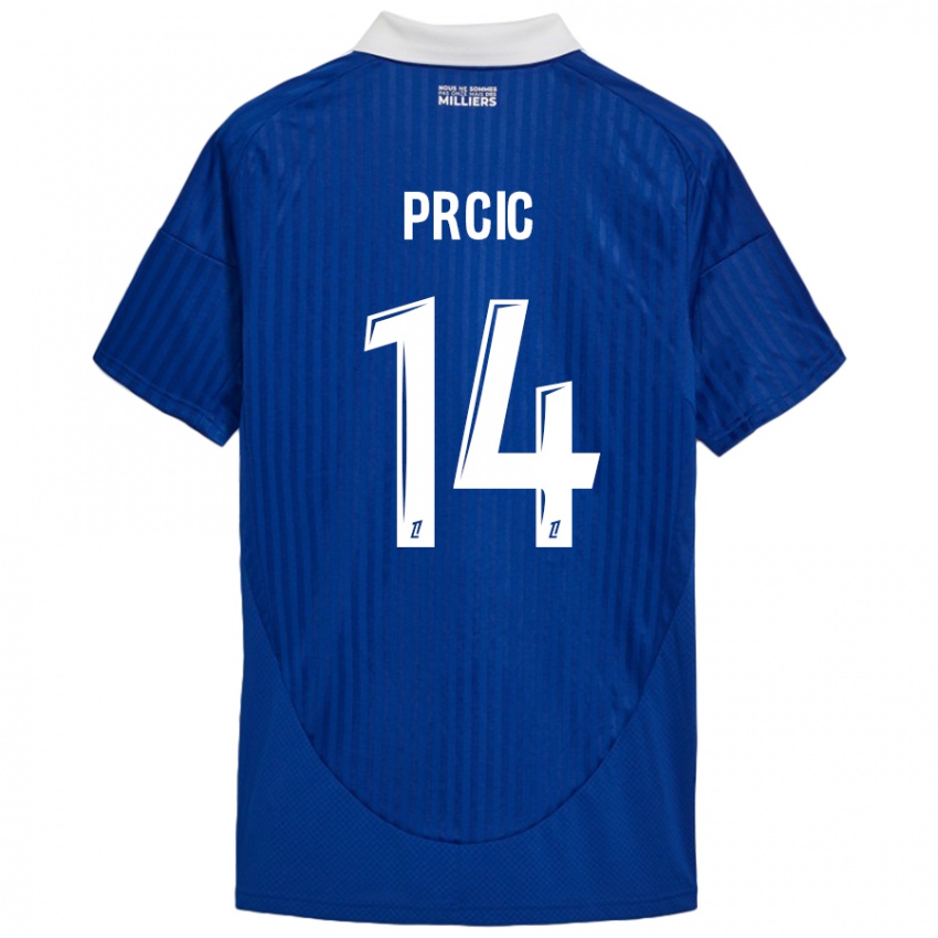 Hombre Camiseta Sanjin Prcic #14 Azul Blanco 1ª Equipación 2024/25 La Camisa Argentina