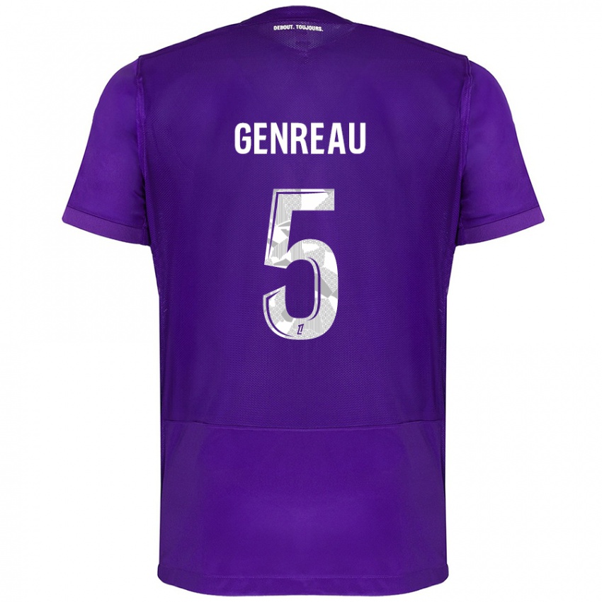 Hombre Camiseta Denis Genreau #5 Morado Blanco 1ª Equipación 2024/25 La Camisa Argentina