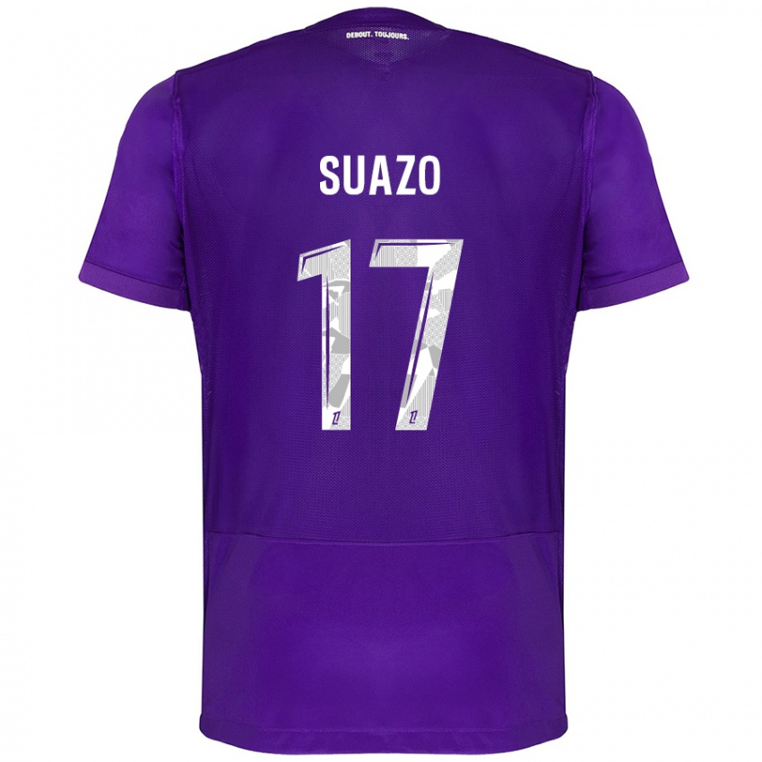 Hombre Camiseta Gabriel Suazo #17 Morado Blanco 1ª Equipación 2024/25 La Camisa Argentina