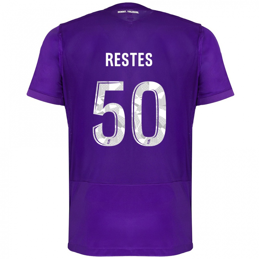 Hombre Camiseta Guillaume Restes #50 Morado Blanco 1ª Equipación 2024/25 La Camisa Argentina