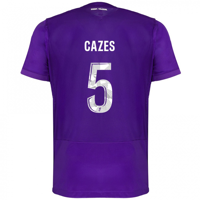 Hombre Camiseta Manon Cazes #5 Morado Blanco 1ª Equipación 2024/25 La Camisa Argentina