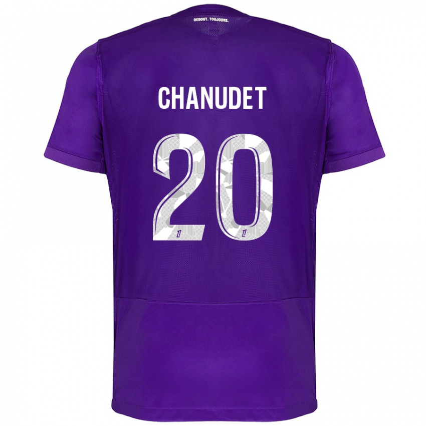 Hombre Camiseta Coralie Chanudet #20 Morado Blanco 1ª Equipación 2024/25 La Camisa Argentina