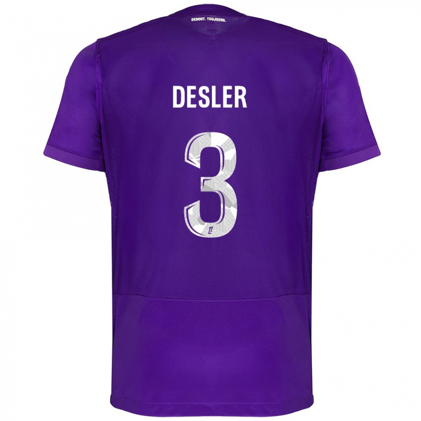 Hombre Camiseta Mikkel Desler #3 Morado Blanco 1ª Equipación 2024/25 La Camisa Argentina