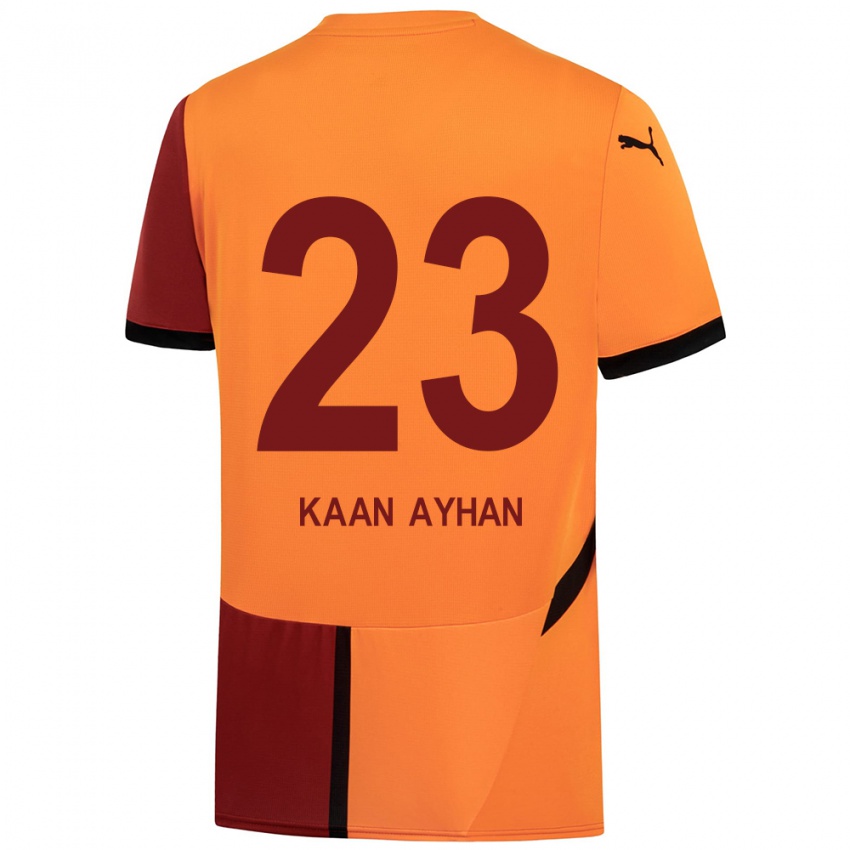 Hombre Camiseta Kaan Ayhan #23 Amarillo Rojo 1ª Equipación 2024/25 La Camisa Argentina