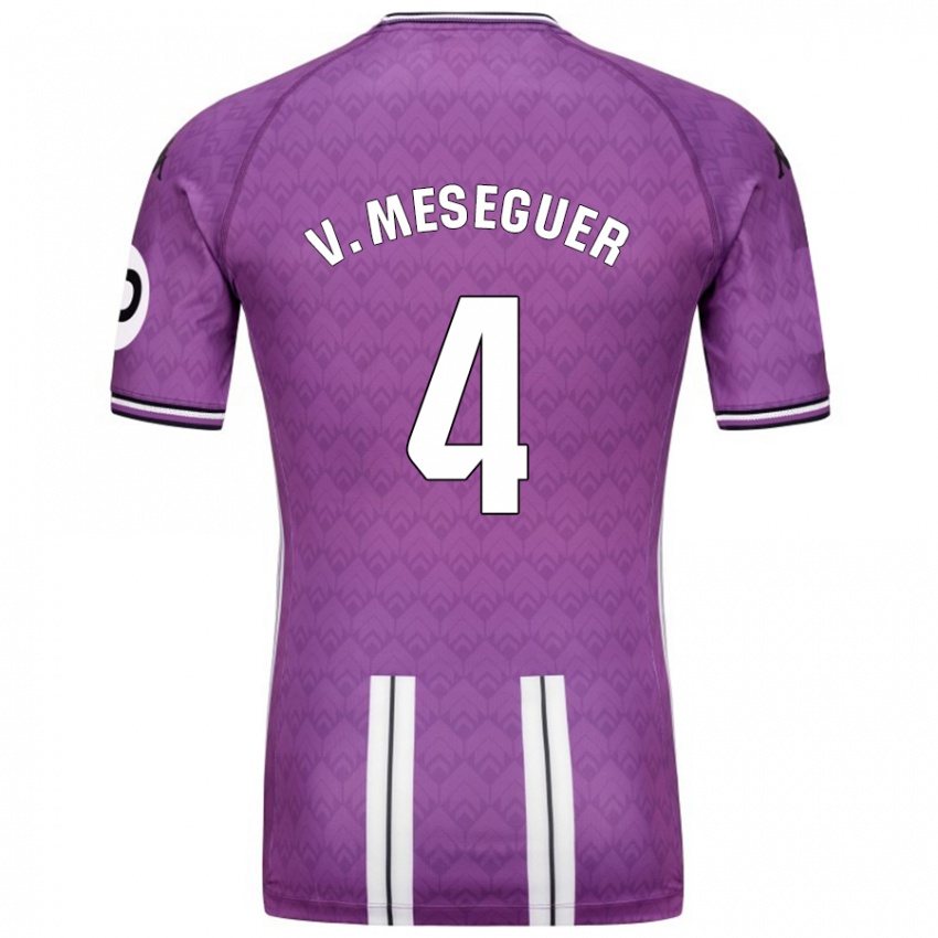 Hombre Camiseta Víctor Meseguer #4 Púrpura Blanco 1ª Equipación 2024/25 La Camisa Argentina