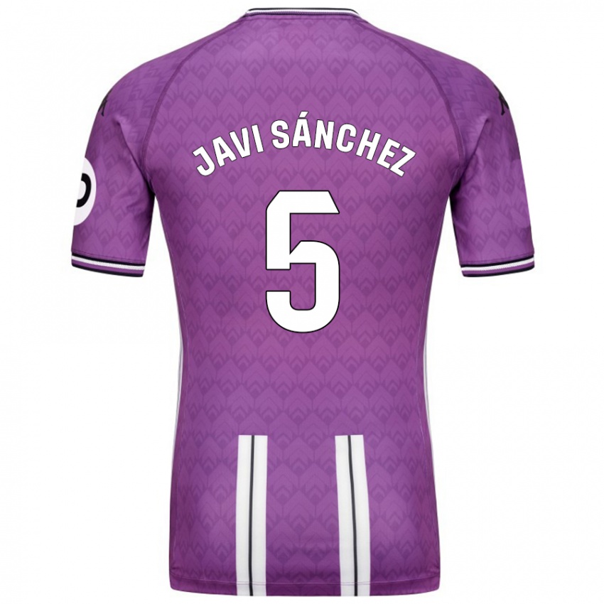 Hombre Camiseta Javi Sánchez #5 Púrpura Blanco 1ª Equipación 2024/25 La Camisa Argentina