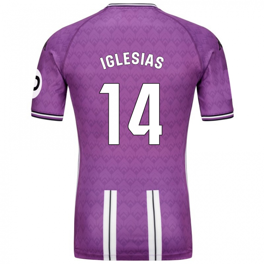 Hombre Camiseta Koke Iglesias #14 Púrpura Blanco 1ª Equipación 2024/25 La Camisa Argentina