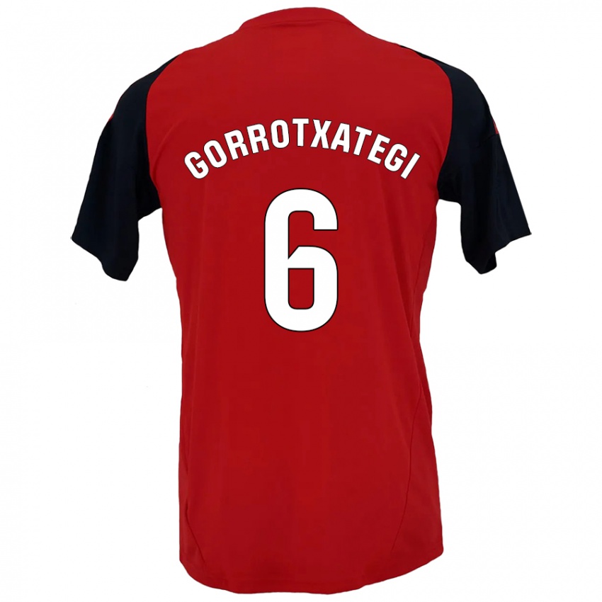 Hombre Camiseta Jon Gorrotxategi #6 Rojo Negro 1ª Equipación 2024/25 La Camisa Argentina