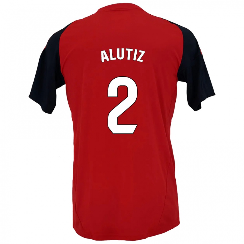 Hombre Camiseta Hodei Alutiz #2 Rojo Negro 1ª Equipación 2024/25 La Camisa Argentina