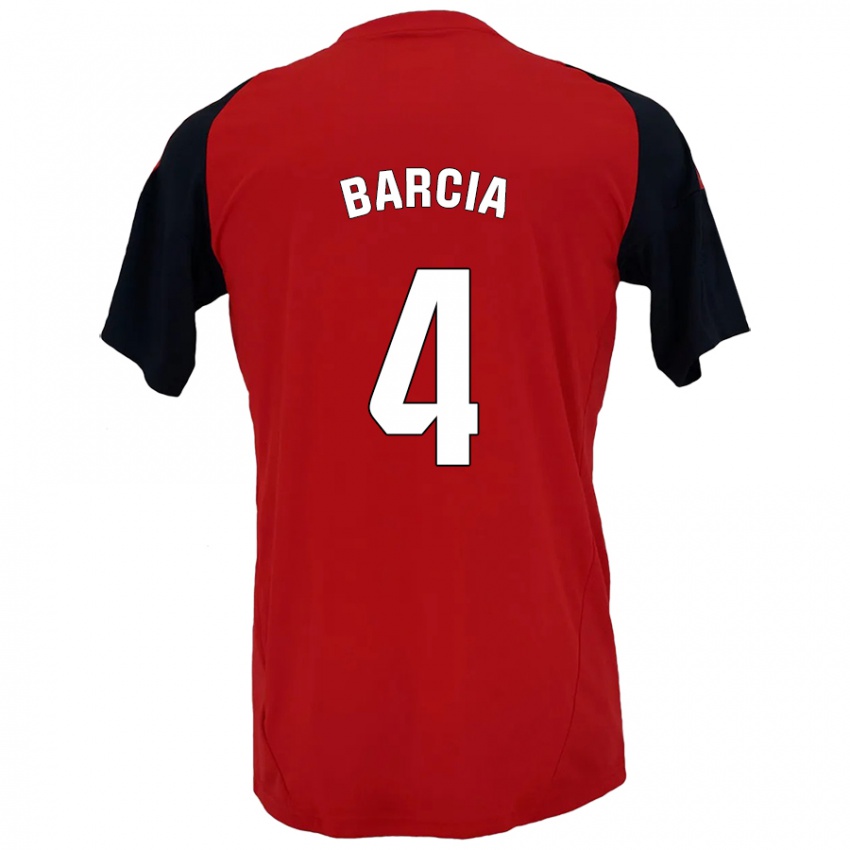 Hombre Camiseta Sergio Barcia #4 Rojo Negro 1ª Equipación 2024/25 La Camisa Argentina