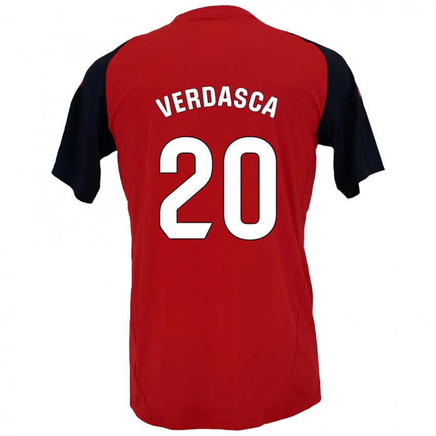 Hombre Camiseta Diogo Verdasca #20 Rojo Negro 1ª Equipación 2024/25 La Camisa Argentina