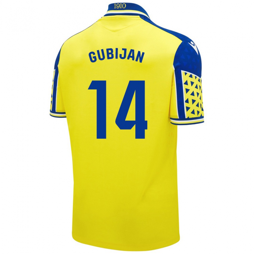 Hombre Camiseta Lovro Gubijan #14 Amarillo Azul 1ª Equipación 2024/25 La Camisa Argentina