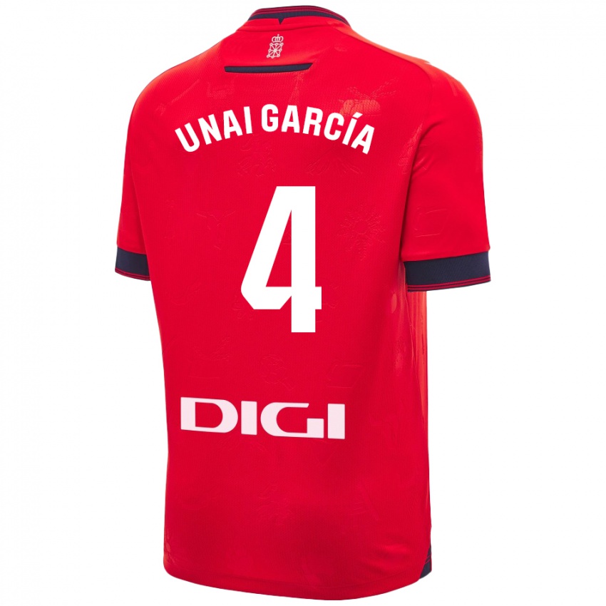 Hombre Camiseta Unai García #4 Rojo Blanco 1ª Equipación 2024/25 La Camisa Argentina