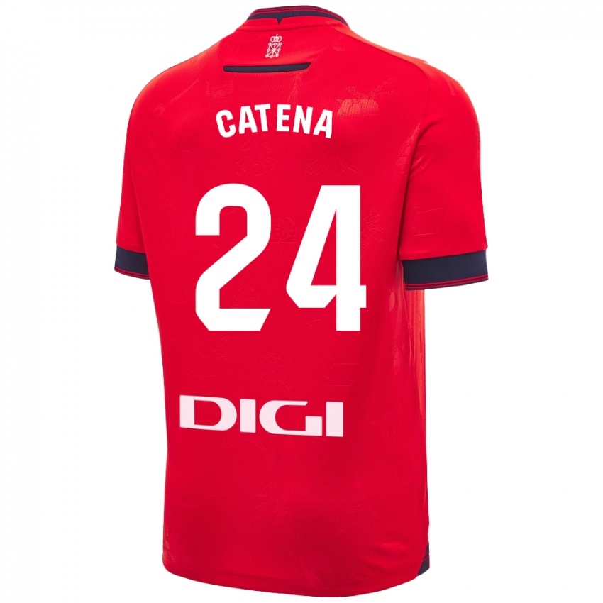 Hombre Camiseta Alejandro Catena #24 Rojo Blanco 1ª Equipación 2024/25 La Camisa Argentina