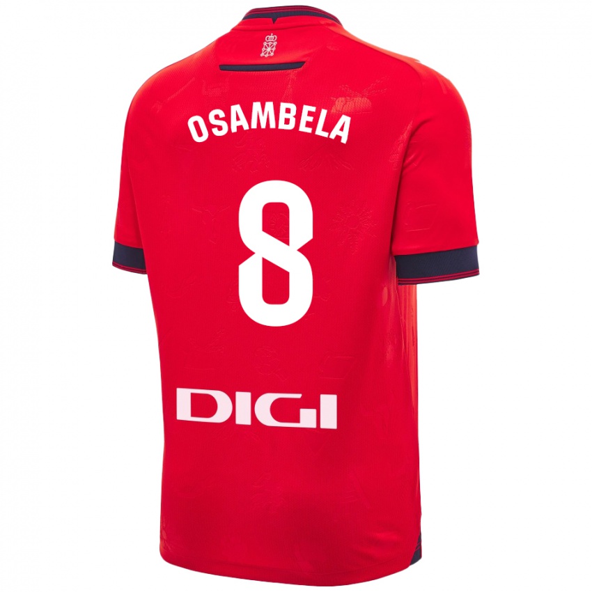 Hombre Camiseta Asier Osambela #8 Rojo Blanco 1ª Equipación 2024/25 La Camisa Argentina