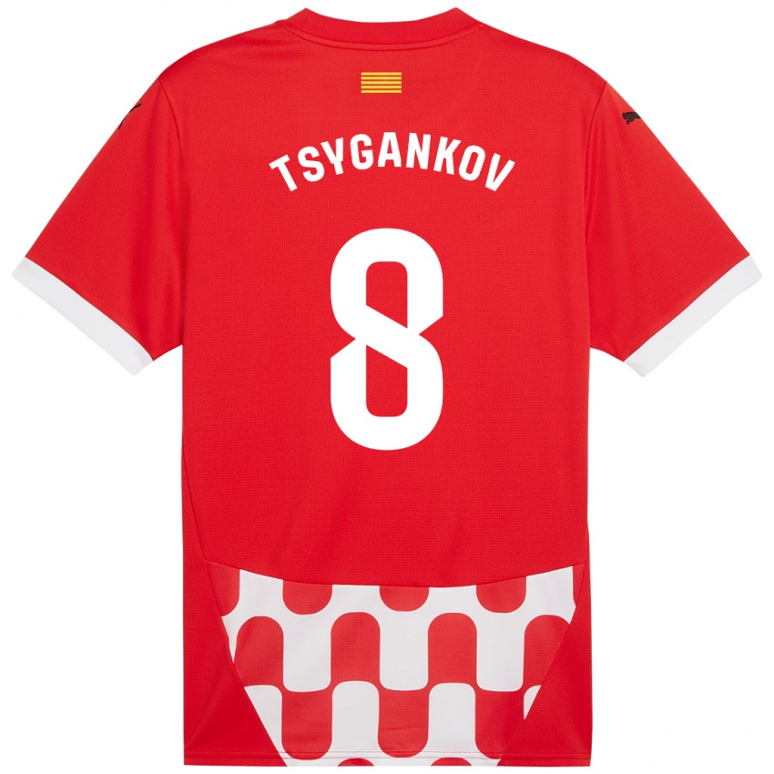 Hombre Camiseta Viktor Tsygankov #8 Rojo Blanco 1ª Equipación 2024/25 La Camisa Argentina