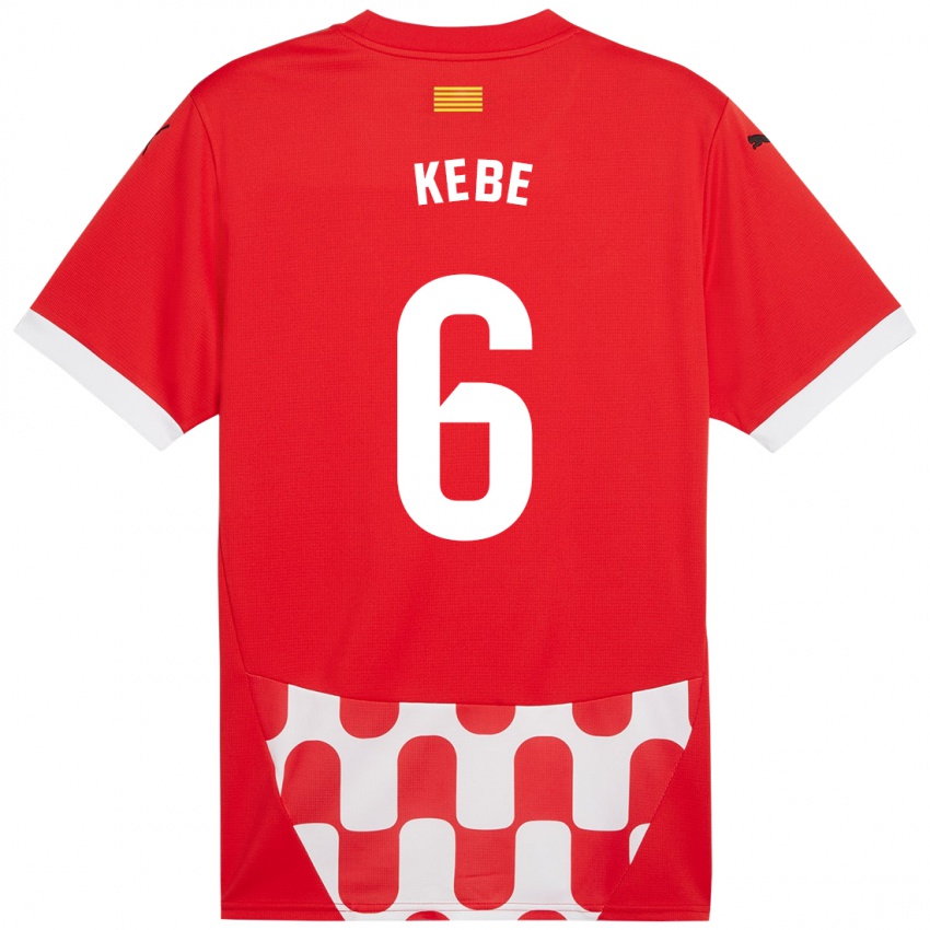 Hombre Camiseta Ibrahima Kébé #6 Rojo Blanco 1ª Equipación 2024/25 La Camisa Argentina