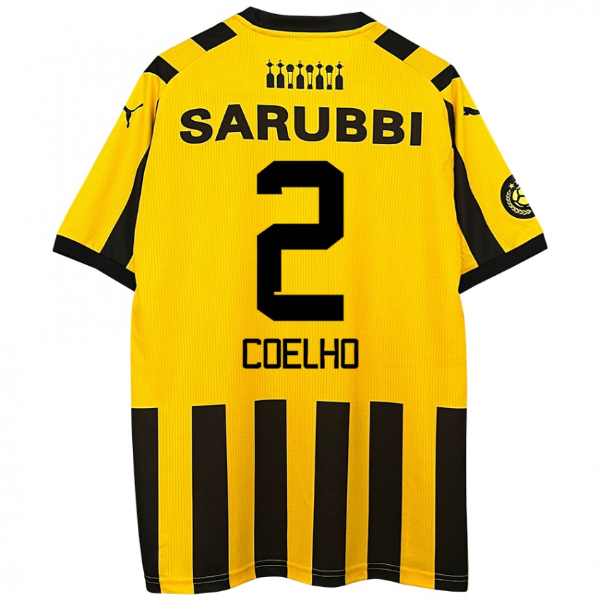 Hombre Camiseta Léo Coelho #2 Amarillo Negro 1ª Equipación 2024/25 La Camisa Argentina