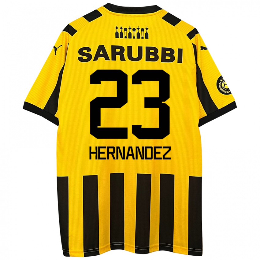 Hombre Camiseta Abel Hernandez #23 Amarillo Negro 1ª Equipación 2024/25 La Camisa Argentina