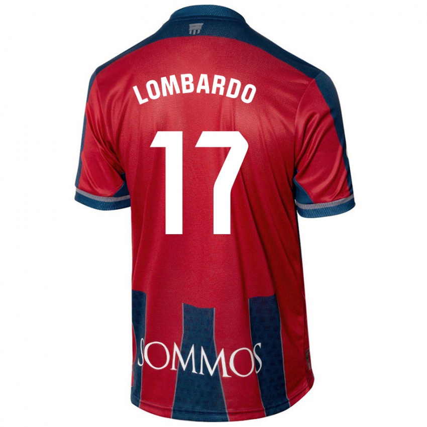 Hombre Camiseta Enzo Lombardo #17 Rojo Azul 1ª Equipación 2024/25 La Camisa Argentina