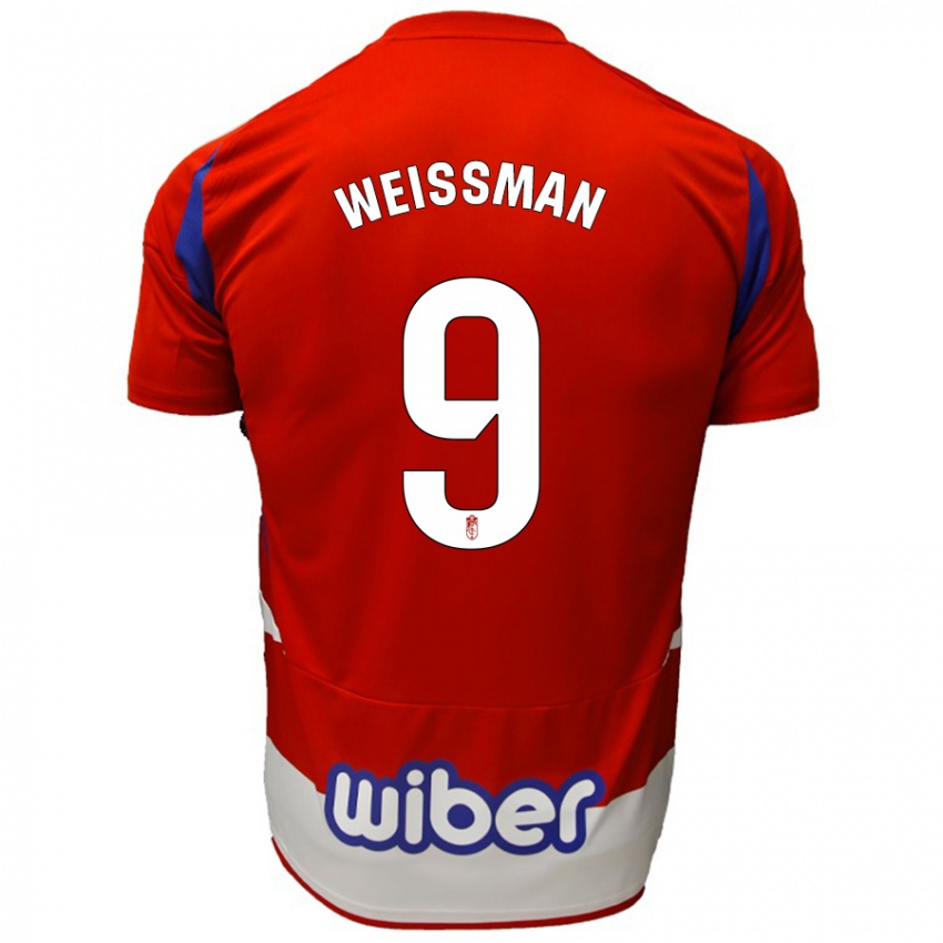 Hombre Camiseta Shon Weissman #9 Rojo Blanco Azul 1ª Equipación 2024/25 La Camisa Argentina