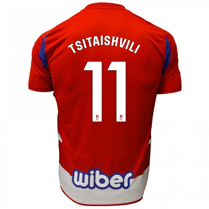 Hombre Camiseta Georgiy Tsitaishvili #11 Rojo Blanco Azul 1ª Equipación 2024/25 La Camisa Argentina