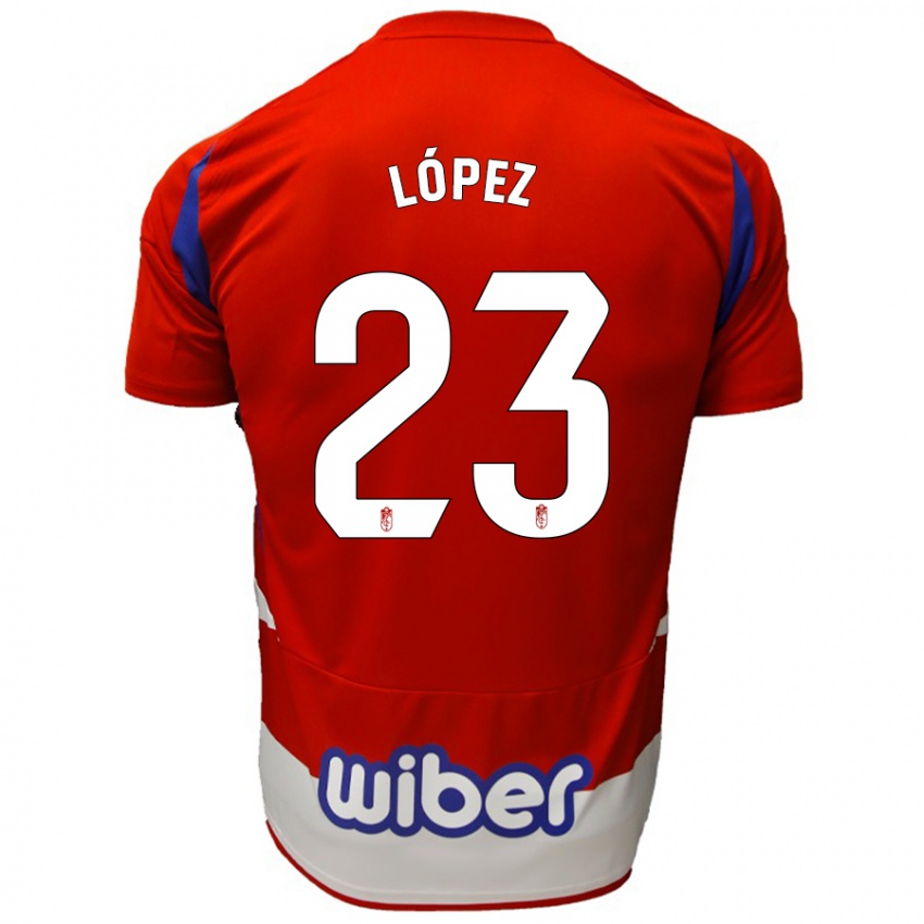 Hombre Camiseta Diego López #23 Rojo Blanco Azul 1ª Equipación 2024/25 La Camisa Argentina