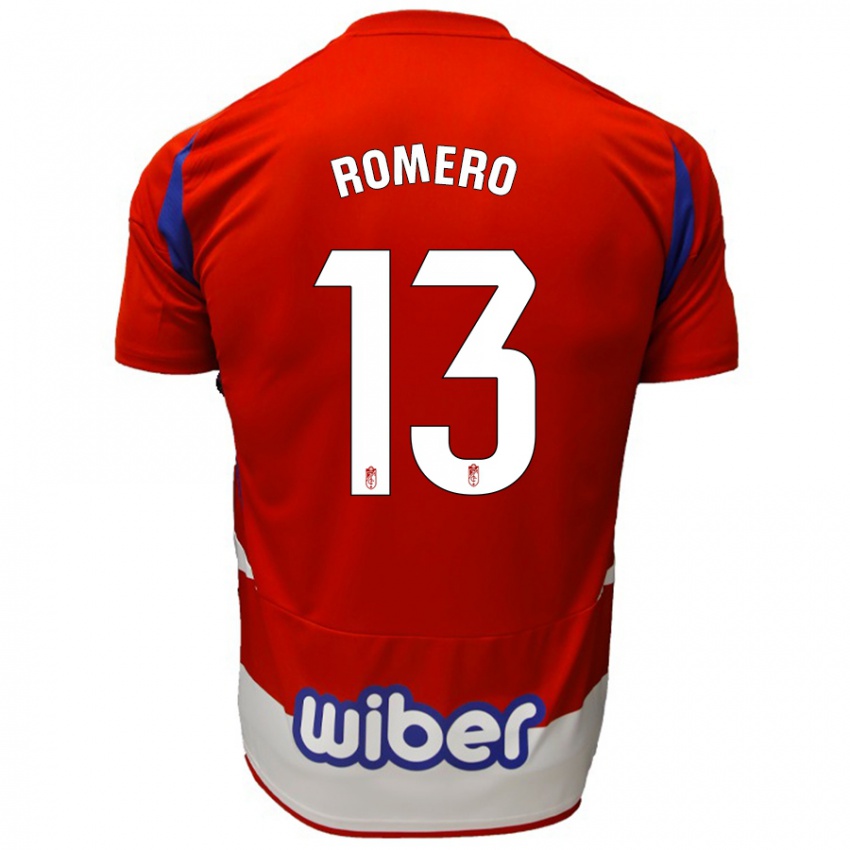 Hombre Camiseta Andrea Romero #13 Rojo Blanco Azul 1ª Equipación 2024/25 La Camisa Argentina